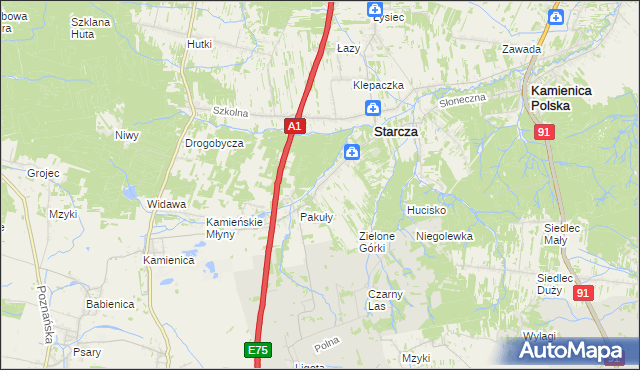 mapa Rudnik Mały gmina Starcza, Rudnik Mały gmina Starcza na mapie Targeo