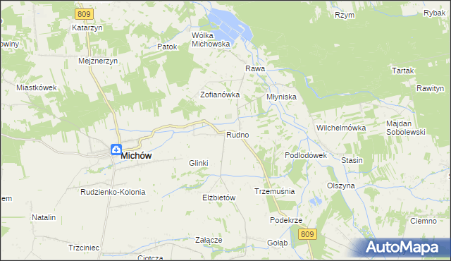 mapa Rudno gmina Michów, Rudno gmina Michów na mapie Targeo