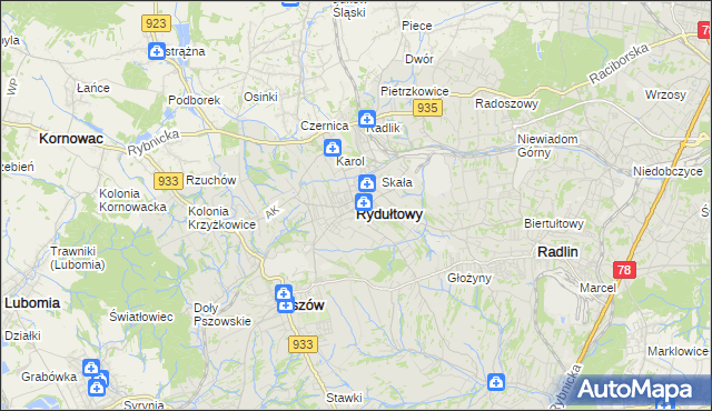 mapa Rydułtowy, Rydułtowy na mapie Targeo