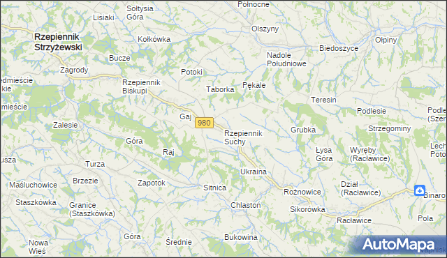 mapa Rzepiennik Suchy, Rzepiennik Suchy na mapie Targeo