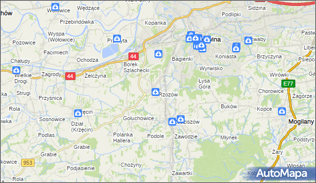 mapa Rzozów, Rzozów na mapie Targeo
