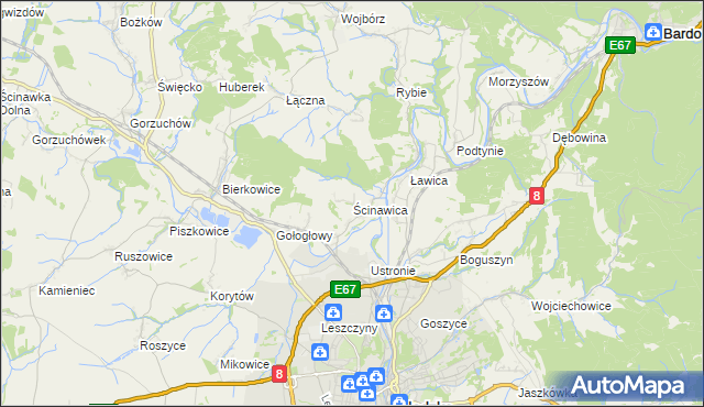 mapa Ścinawica, Ścinawica na mapie Targeo