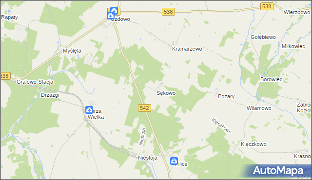 mapa Sękowo gmina Działdowo, Sękowo gmina Działdowo na mapie Targeo