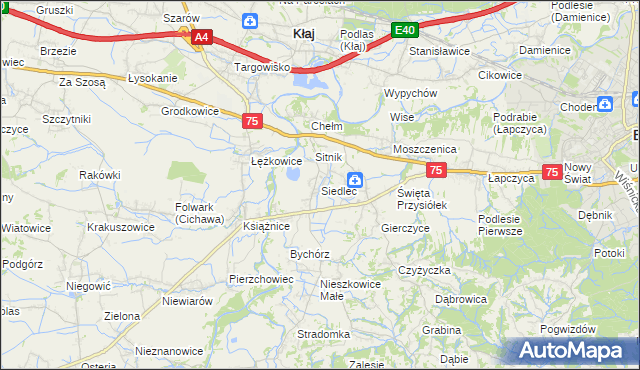 mapa Siedlec gmina Bochnia, Siedlec gmina Bochnia na mapie Targeo