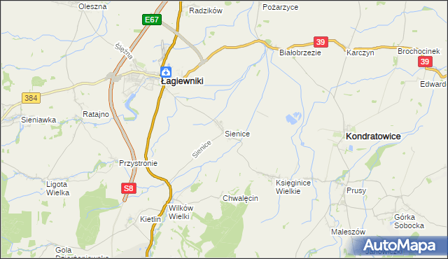 mapa Sienice, Sienice na mapie Targeo