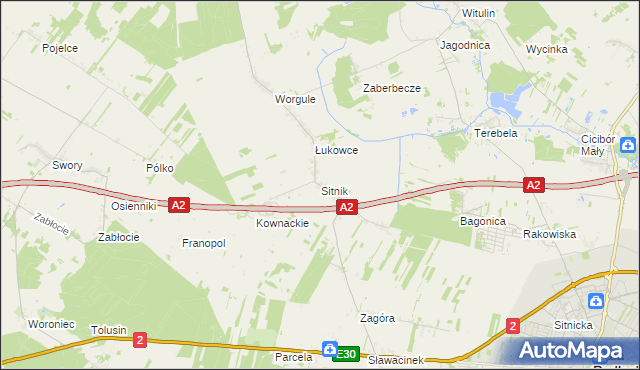 mapa Sitnik gmina Biała Podlaska, Sitnik gmina Biała Podlaska na mapie Targeo