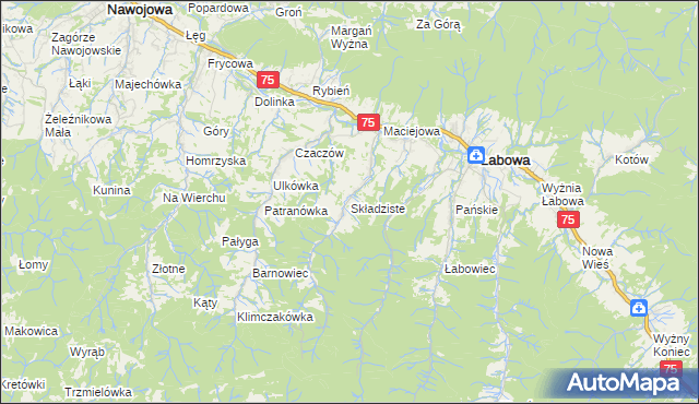 mapa Składziste, Składziste na mapie Targeo