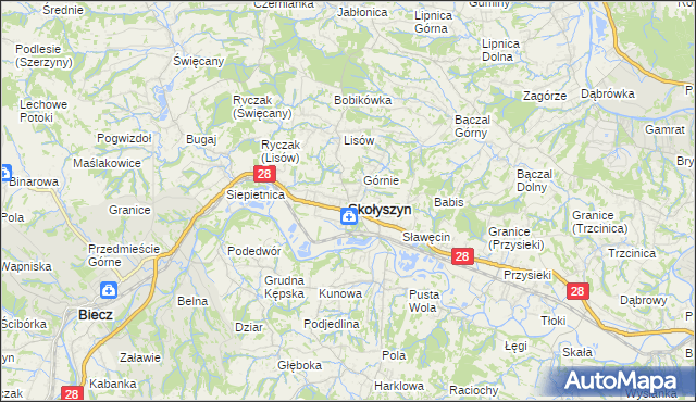 mapa Skołyszyn, Skołyszyn na mapie Targeo