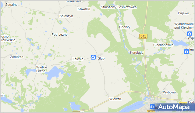mapa Słup gmina Lidzbark, Słup gmina Lidzbark na mapie Targeo