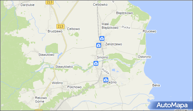 mapa Smolno gmina Puck, Smolno gmina Puck na mapie Targeo