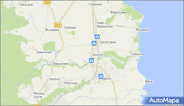 mapa Smolno gmina Puck, Smolno gmina Puck na mapie Targeo