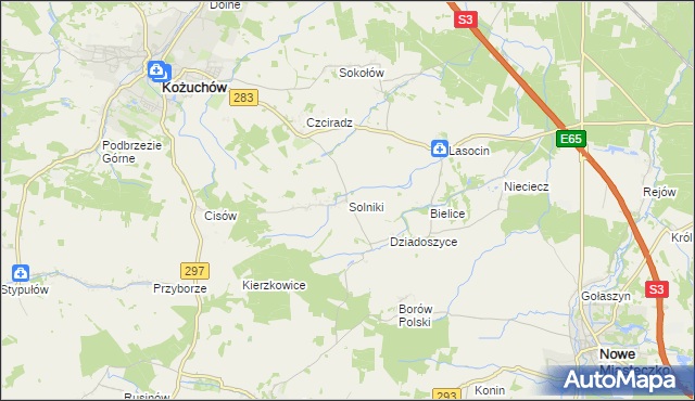 mapa Solniki gmina Kożuchów, Solniki gmina Kożuchów na mapie Targeo