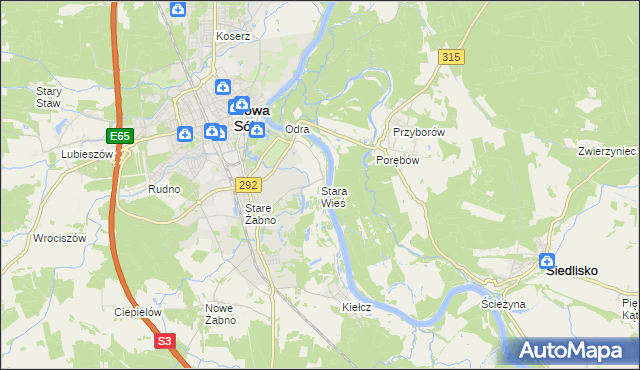 mapa Stara Wieś gmina Nowa Sól, Stara Wieś gmina Nowa Sól na mapie Targeo