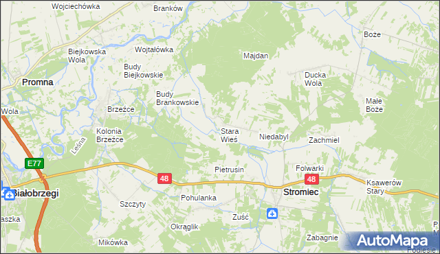 mapa Stara Wieś gmina Stromiec, Stara Wieś gmina Stromiec na mapie Targeo