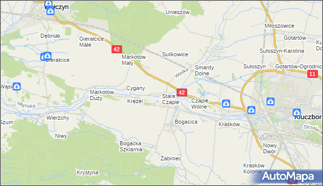 mapa Stare Czaple gmina Kluczbork, Stare Czaple gmina Kluczbork na mapie Targeo
