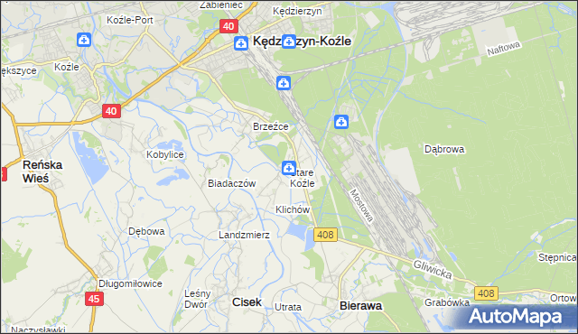 mapa Stare Koźle, Stare Koźle na mapie Targeo