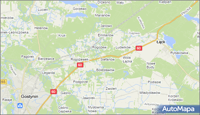 mapa Stefanów gmina Gostynin, Stefanów gmina Gostynin na mapie Targeo
