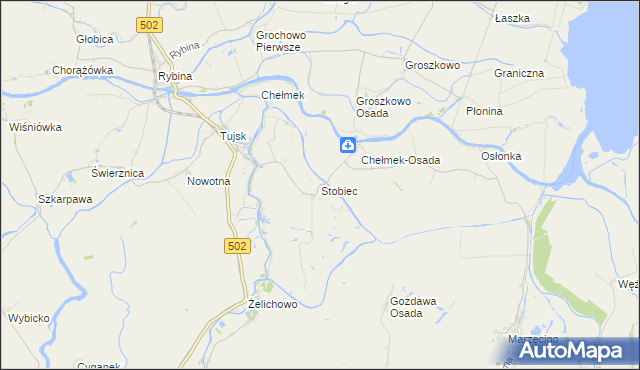 mapa Stobiec gmina Stegna, Stobiec gmina Stegna na mapie Targeo