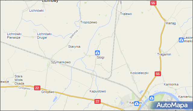 mapa Stogi gmina Malbork, Stogi gmina Malbork na mapie Targeo