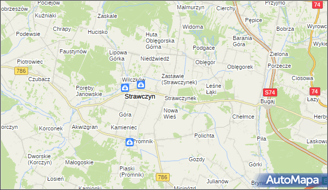 mapa Strawczynek, Strawczynek na mapie Targeo