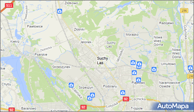 mapa Suchy Las powiat poznański, Suchy Las powiat poznański na mapie Targeo