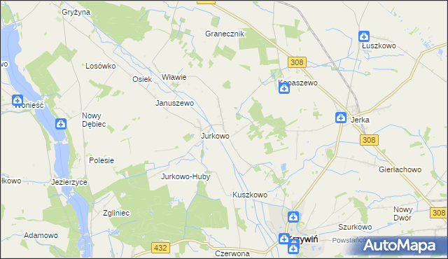 mapa Świniec gmina Krzywiń, Świniec gmina Krzywiń na mapie Targeo