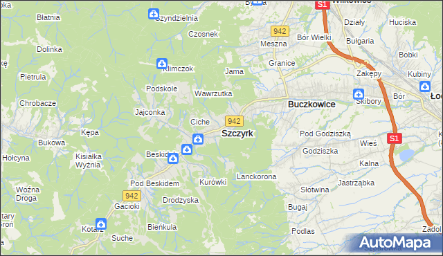 mapa Szczyrk, Szczyrk na mapie Targeo