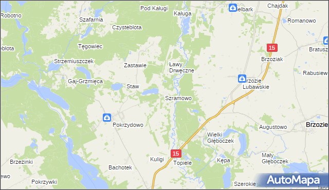mapa Szramowo gmina Zbiczno, Szramowo gmina Zbiczno na mapie Targeo