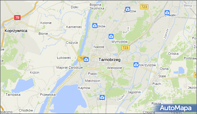 mapa Tarnobrzegu, Tarnobrzeg na mapie Targeo