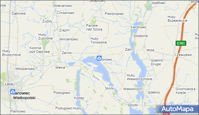 mapa Tonowo, Tonowo na mapie Targeo