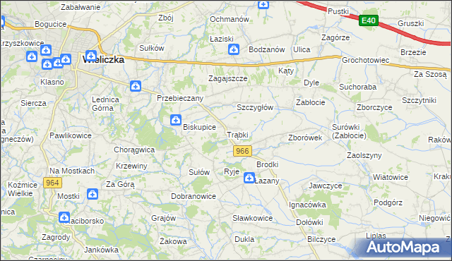 mapa Trąbki gmina Biskupice, Trąbki gmina Biskupice na mapie Targeo