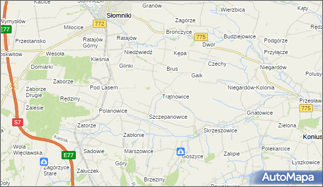 mapa Trątnowice, Trątnowice na mapie Targeo