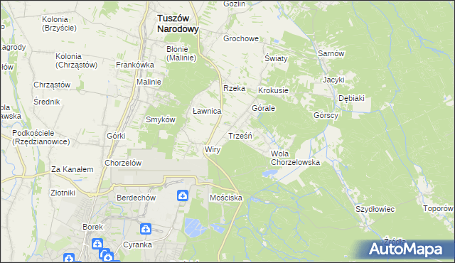 mapa Trześń gmina Mielec, Trześń gmina Mielec na mapie Targeo
