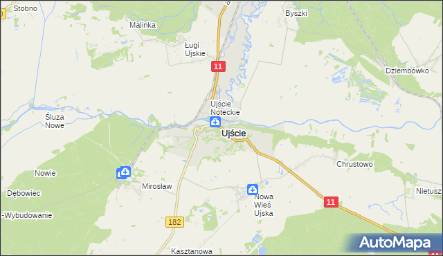 mapa Ujście powiat pilski, Ujście powiat pilski na mapie Targeo