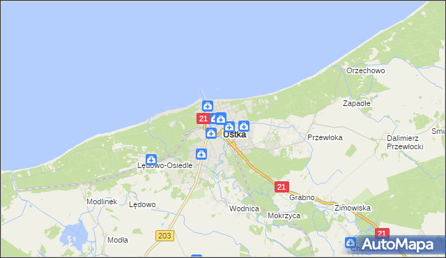 mapa Ustka, Ustka na mapie Targeo