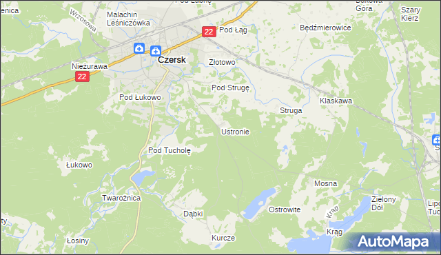 mapa Ustronie gmina Czersk, Ustronie gmina Czersk na mapie Targeo