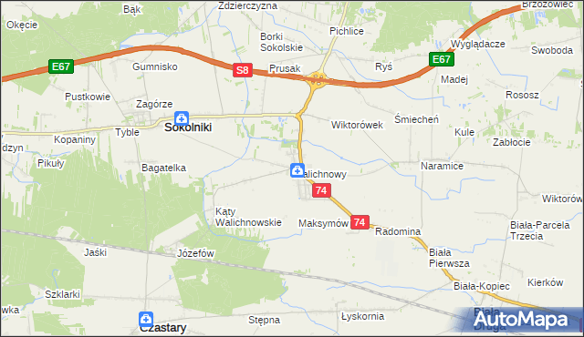 mapa Walichnowy, Walichnowy na mapie Targeo