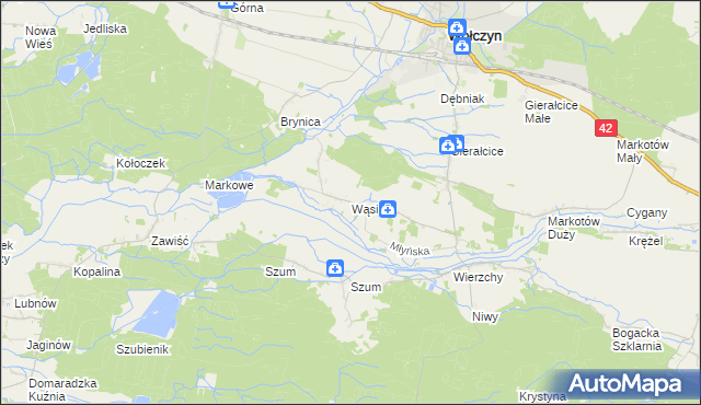 mapa Wąsice, Wąsice na mapie Targeo