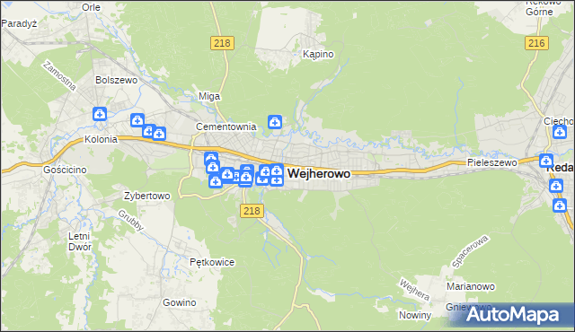 mapa Wejherowo, Wejherowo na mapie Targeo