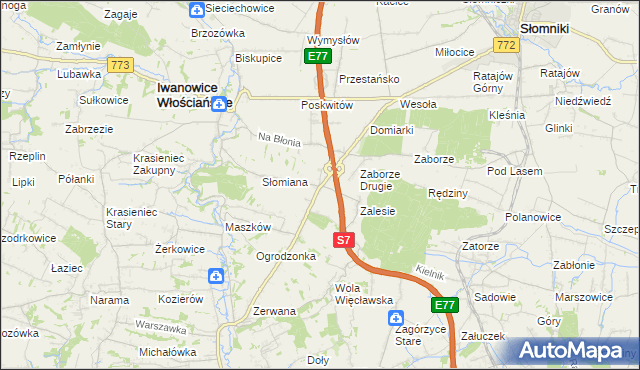 mapa Widoma gmina Iwanowice, Widoma gmina Iwanowice na mapie Targeo