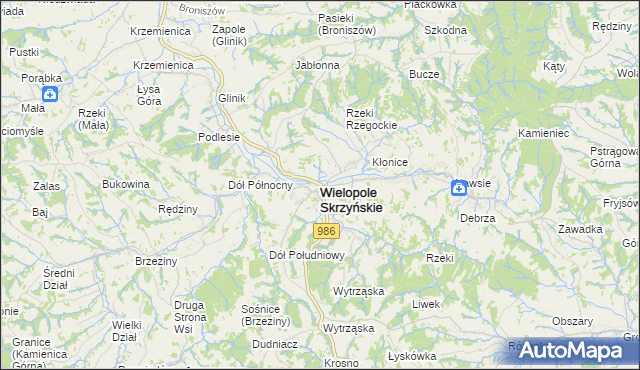 mapa Wielopole Skrzyńskie, Wielopole Skrzyńskie na mapie Targeo