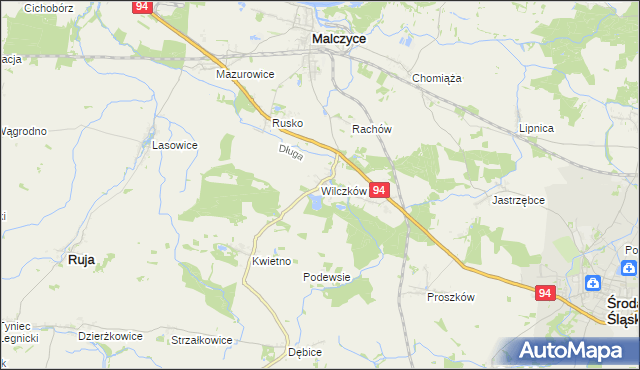 mapa Wilczków gmina Malczyce, Wilczków gmina Malczyce na mapie Targeo