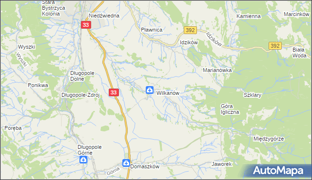 mapa Wilkanów, Wilkanów na mapie Targeo