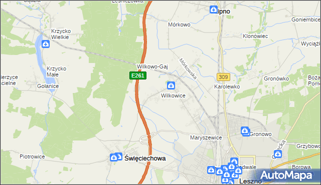 mapa Wilkowice gmina Lipno, Wilkowice gmina Lipno na mapie Targeo