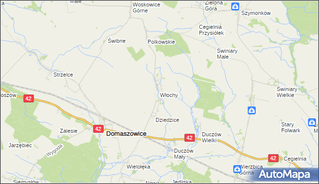 mapa Włochy gmina Domaszowice, Włochy gmina Domaszowice na mapie Targeo