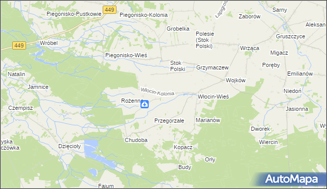 mapa Włocin-Kolonia, Włocin-Kolonia na mapie Targeo