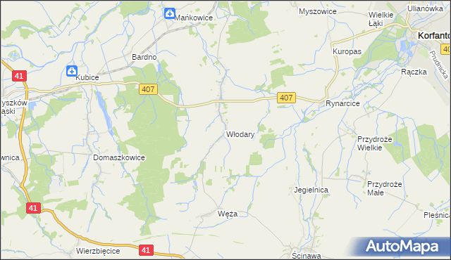 mapa Włodary, Włodary na mapie Targeo