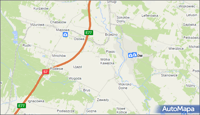 mapa Wólka Kawęcka, Wólka Kawęcka na mapie Targeo