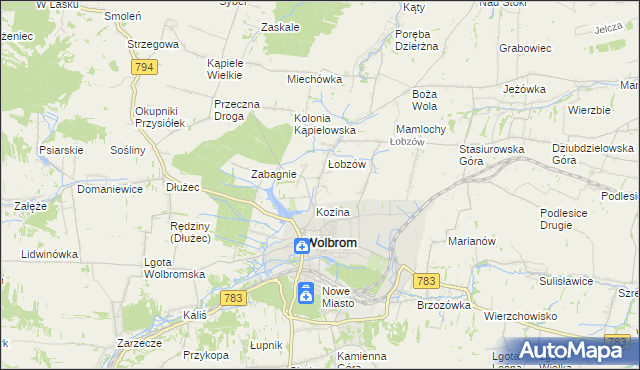 mapa Wymysłów gmina Wolbrom, Wymysłów gmina Wolbrom na mapie Targeo