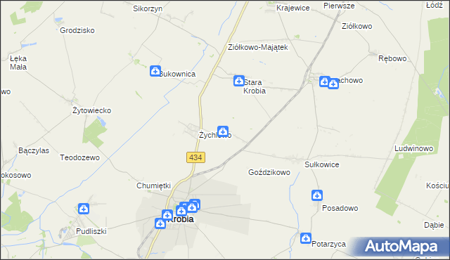 mapa Wymysłowo gmina Krobia, Wymysłowo gmina Krobia na mapie Targeo